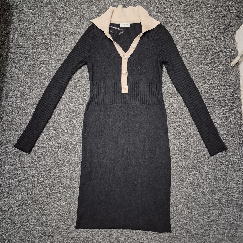 Always Black and Tan Long Sleeve Dress